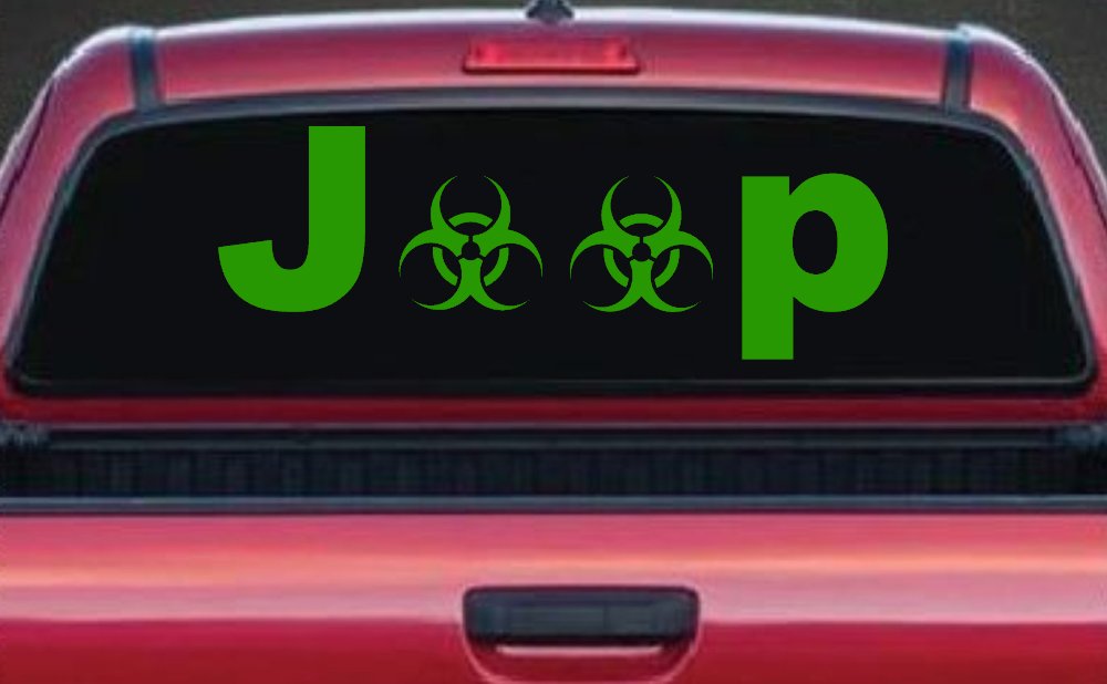 Radio Active Bio Hazard Jeep Off Road Car or Truck Window Decal Sticker (Lime)
