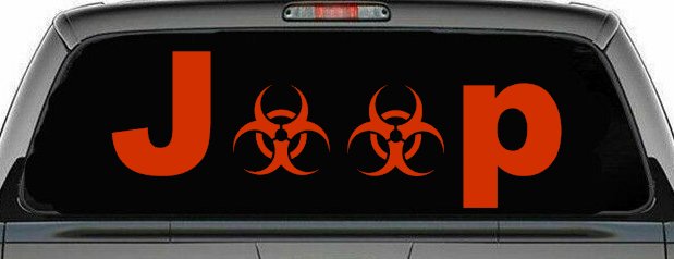 Radio Active Bio Hazard Jeep Off Road Car or Truck Window Decal Sticker (Orange Red)