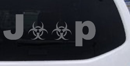 Radio Active Bio Hazard Jeep Off Road Car or Truck Window Decal Sticker (Silver)