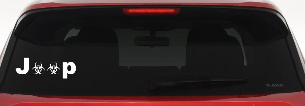 Radio Active Bio Hazard Jeep Off Road Car or Truck Window Decal Sticker (White)