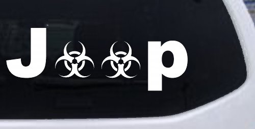 Radio Active Bio Hazard Jeep Off Road Car or Truck Window Vinyl Decal Sticker (White)