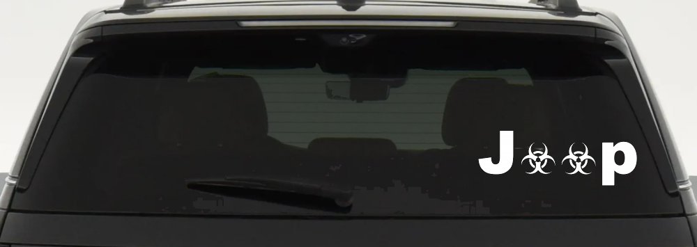 Radio Active Bio Hazard Jeep Off Road Car or Truck Window Decal Sticker (White)