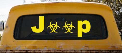 Radio Active Bio Hazard Jeep Off Road Car or Truck Window Decal Sticker (Yellow)