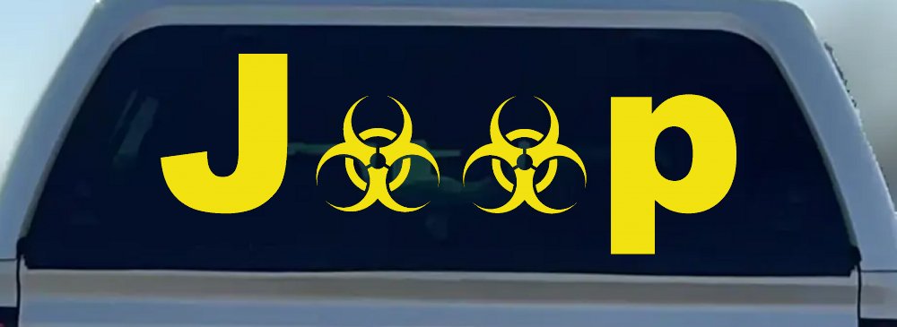 Radio Active Bio Hazard Jeep Off Road Car or Truck Window Decal Sticker (Yellow)