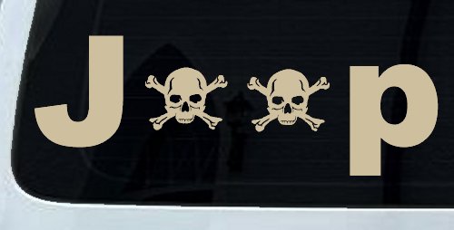 Jeep Skull Crossbones Off Road Car or Truck Window Decal Sticker (Desert Sand)