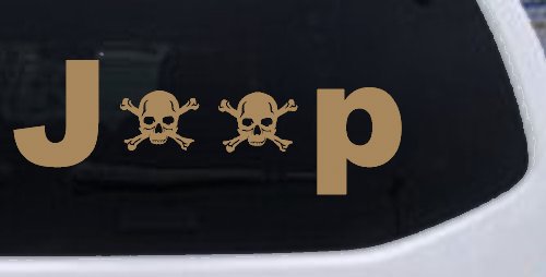 Jeep Skull Crossbones Off Road Car or Truck Window Decal Sticker (Light Brown)