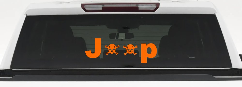 Jeep Skull Crossbones Off Road Car or Truck Window Decal Sticker (Orange)