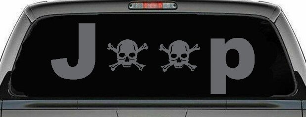 Jeep Skull Crossbones Off Road Car or Truck Window Decal Sticker (Silver)