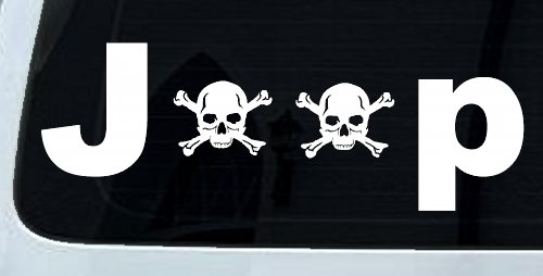 Jeep Skull Crossbones Off Road Car or Truck Window Decal Sticker (White)