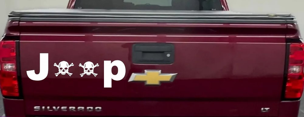 Jeep Skull Crossbones Off Road Car or Truck Window Decal Sticker (White)