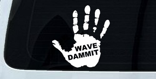 Wave Dammit Muddy Hand Off Road Car or Truck Window Decal Sticker (White)