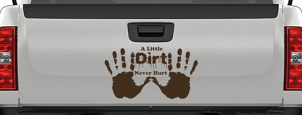 Muddy Dirty Hands A Little Dirt Never Hurt Off Road Car or Truck Window Decal Sticker (Brown)