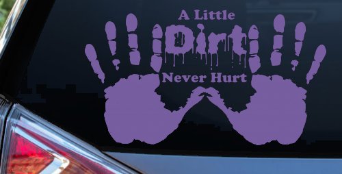 Muddy Dirty Hands A Little Dirt Never Hurt Off Road Car or Truck Window Vinyl Decal Sticker (Purple)