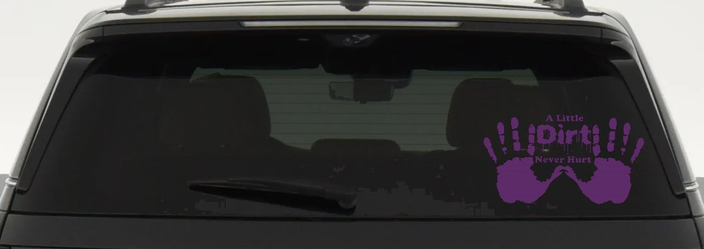 Muddy Dirty Hands A Little Dirt Never Hurt Off Road Car or Truck Window Decal Sticker (Violet)