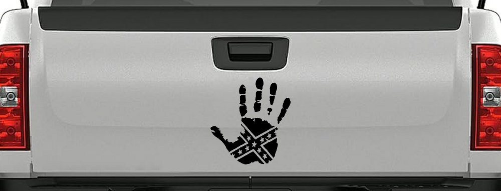 Muddy Dirty Hand Wave Confederate Rebel Flag Off Road Car or Truck Window Vinyl Decal Sticker (Black)