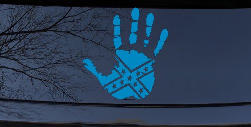 Muddy Dirty Hand Wave Confederate Rebel Flag Off Road Car or Truck Window Decal Sticker