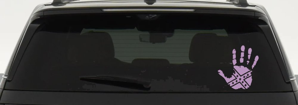 Muddy Dirty Hand Wave Confederate Rebel Flag Off Road Car or Truck Window Decal Sticker (Lilac)