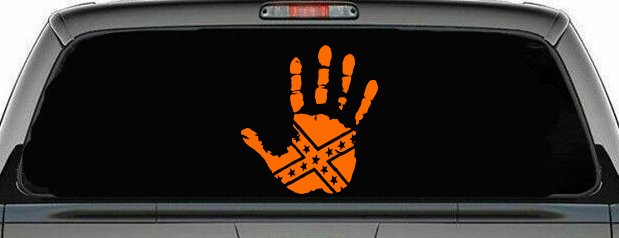 Muddy Dirty Hand Wave Confederate Rebel Flag Off Road Car or Truck Window Decal Sticker