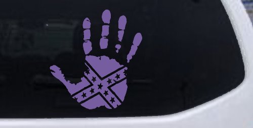 Muddy Dirty Hand Wave Confederate Rebel Flag Off Road Car or Truck Window Decal Sticker (Purple)