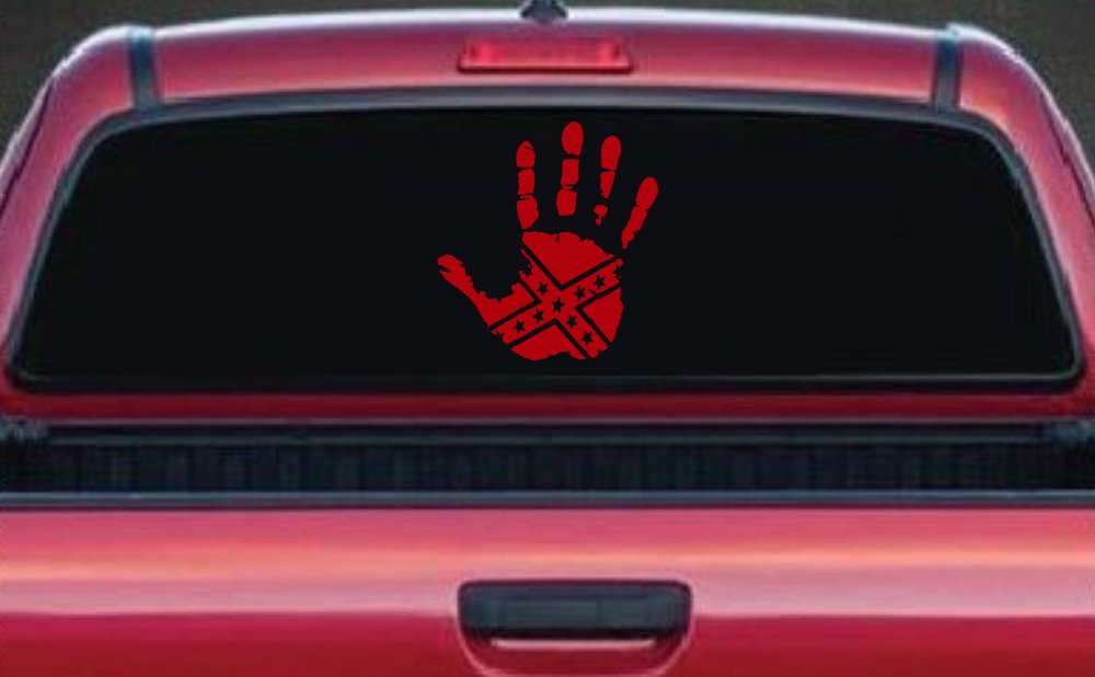 Muddy Dirty Hand Wave Confederate Rebel Flag Off Road Car or Truck Window Decal Sticker