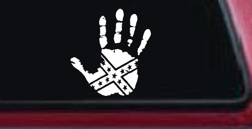 Muddy Dirty Hand Wave Confederate Rebel Flag Off Road Car or Truck Window Decal Sticker (White)