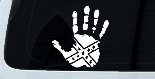 Muddy Dirty Hand Wave Confederate Rebel Flag Off Road Car or Truck Window Decal Sticker (White)
