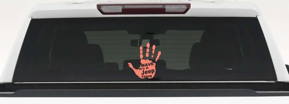 Wave Its A Jeep Thing Muddy Dirty Hand Off Road Car or Truck Window Decal Sticker (Coral)