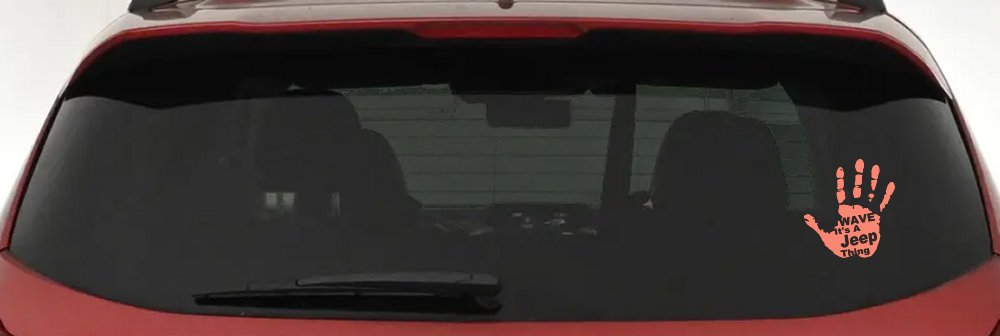 Wave Its A Jeep Thing Muddy Dirty Hand Off Road Car or Truck Window Decal Sticker (Coral)