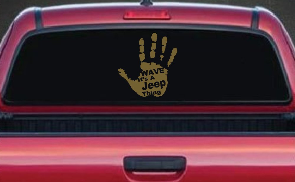 Wave Its A Jeep Thing Muddy Dirty Hand Off Road Car or Truck Window Vinyl Decal Sticker (Gold)