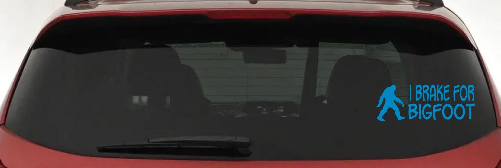 I Brake For BigFoot Car or Truck Window Decal Sticker (Blue)