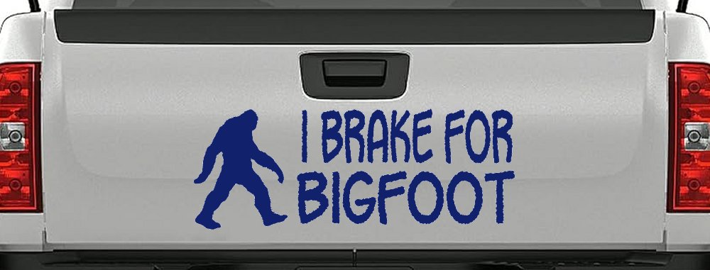 I Brake For BigFoot Car or Truck Window Decal Sticker (Navy)