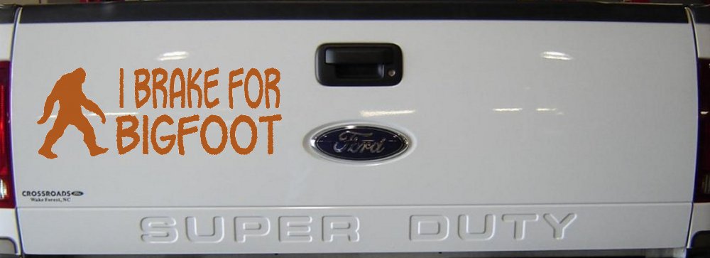 I Brake For BigFoot Car or Truck Window Decal Sticker (Nut Brown)