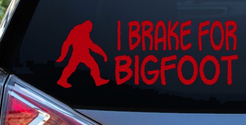 I Brake For BigFoot Car or Truck Window Decal Sticker (Red)