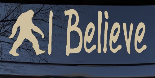 I Believe BigFoot Car or Truck Window Decal Sticker (Desert Sand)