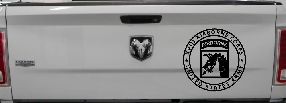 XVIII Blue Dragons AirBorne Military Car or Truck Window Decal Sticker (Black)