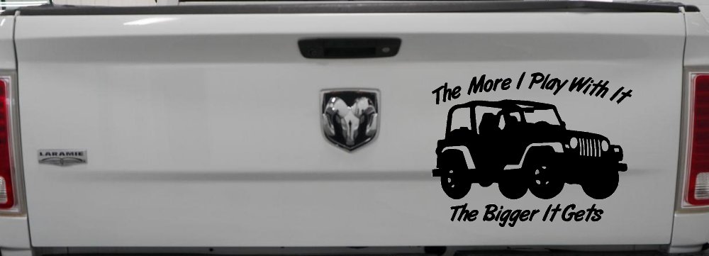 The More I Play With It The Bigger It Gets Jeep Off Road Car or Truck Window Decal Sticker (Black)