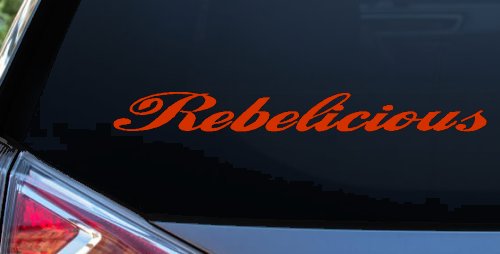 Rebelicious Country Car or Truck Window Vinyl Decal Sticker (Orange Red)