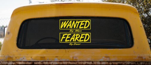 Wanted By Men Feared By Deer Hunting Car or Truck Window Decal Sticker