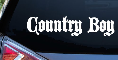 Country Boy Car or Truck Window Decal Sticker (White)