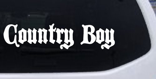 Country Boy Car or Truck Window Decal Sticker (White)
