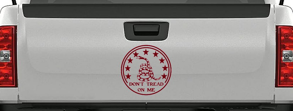 Gadsden Snake Don't Tread On Me Circle Freedom Military Car or Truck Window Decal Sticker (Burgundy)