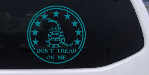 Gadsden Snake Don't Tread On Me Circle Freedom Military Car or Truck Window Decal Sticker (Turquoise Blue)
