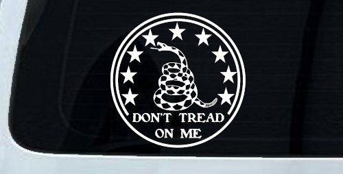 Gadsden Snake Don't Tread On Me Circle Freedom Military Car or Truck Window Decal Sticker (White)