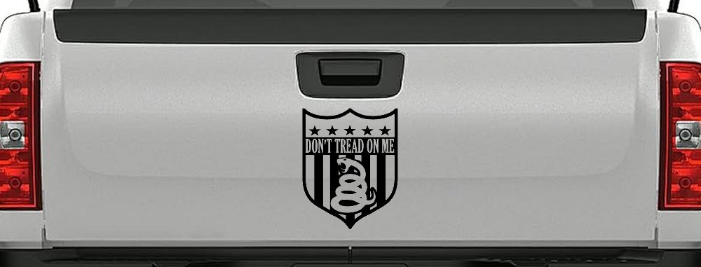 Gadsden Don't Tread On Me Shield Freedom Military Car or Truck Window Decal Sticker (Black)