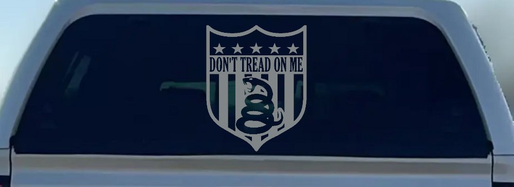 Gadsden Don't Tread On Me Shield Freedom Military Car or Truck Window Decal Sticker (Telegrey)