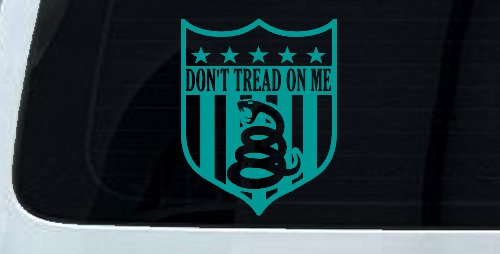 Gadsden Don't Tread On Me Shield Freedom Military Car or Truck Window Decal Sticker (Turquoise)