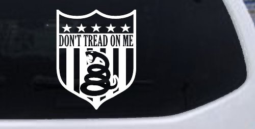 Gadsden Don't Tread On Me Shield Freedom Military Car or Truck Window Decal Sticker (White)