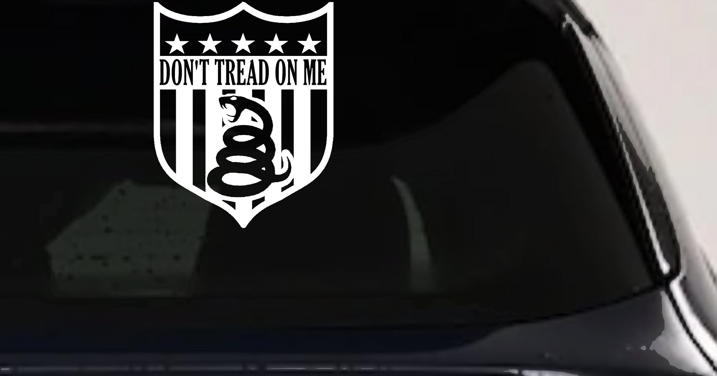 Gadsden Don't Tread On Me Shield Freedom Military Car or Truck Window Vinyl Decal Sticker (White)