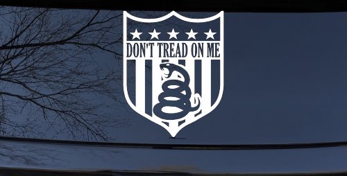 Gadsden Don't Tread On Me Shield Freedom Military Car or Truck Window Decal Sticker (White)