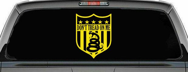 Gadsden Don't Tread On Me Shield Freedom Military Car or Truck Window Decal Sticker (Yellow)
